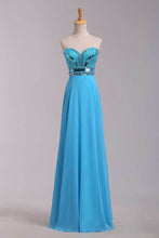 Load image into Gallery viewer, 2024 Blue Prom Dresses A Line Sweetheart Floor Length Chiffon Ship Today Under 200