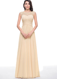 Flower(s) Floor-Length With Beading Scoop Ruffle Chiffon Prom Dresses A-Line Tulle Juliette