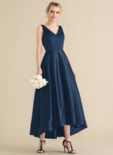 Load image into Gallery viewer, With Abigayle Prom Dresses Asymmetrical Pockets Satin Ball-Gown/Princess V-neck