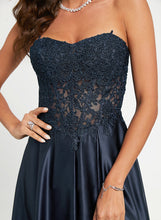 Load image into Gallery viewer, Lace A-Line Satin Sweetheart With Carina Sweep Train Prom Dresses