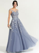 Load image into Gallery viewer, Tulle A-Line Prom Dresses Off-the-Shoulder Illusion Floor-Length Kaya Lace