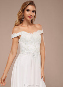 Wedding Dresses Floor-Length Off-the-Shoulder Wedding Dress Lace A-Line With Chiffon Sequins Karsyn