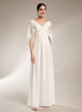 Load image into Gallery viewer, Floor-Length Dress Sheath/Column Wedding Dresses V-neck With Wedding Lace Sue