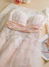 Load image into Gallery viewer, Wedding Tulle Dress A-Line Asymmetrical Wedding Dresses Lace With Sequins Jaslene Satin