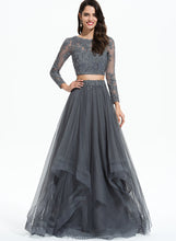 Load image into Gallery viewer, Tulle Floor-Length Prom Dresses Scoop Jaylee Ball-Gown/Princess Neck With Beading Sequins