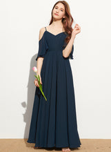 Load image into Gallery viewer, Junior Bridesmaid Dresses A-Line Off-the-Shoulder Kenzie Chiffon Floor-Length Ruffle With