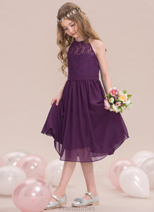 Junior Bridesmaid Dresses Neck A-Line Chiffon Knee-Length Scoop Charlee