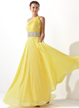 Load image into Gallery viewer, Ruffle With A-Line Prom Dresses One-Shoulder Ayla Chiffon Floor-Length Beading