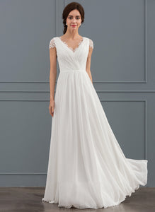 V-neck Wedding Dresses Dress A-Line Lace Rachel With Wedding Floor-Length Chiffon Ruffle