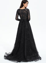 Load image into Gallery viewer, Sequins Prom Dresses With Tulle V-neck Rosemary Ball-Gown/Princess Sweep Lace Train