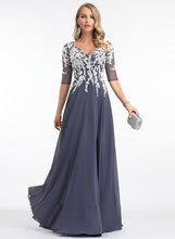 Load image into Gallery viewer, Split With V-neck Chiffon Averie Front Floor-Length Sequins Prom Dresses A-Line