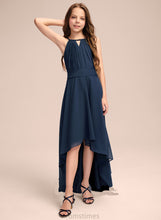 Load image into Gallery viewer, A-Line With Junior Bridesmaid Dresses Asymmetrical Ruffles Bow(s) Chiffon Scoop Neck Briley