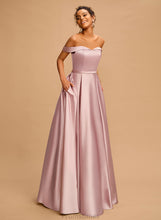 Load image into Gallery viewer, Off-the-Shoulder Floor-Length Satin A-Line Prom Dresses Alejandra