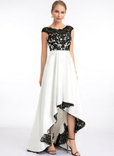 Load image into Gallery viewer, Illusion Satin Asymmetrical Muriel Scoop A-Line Prom Dresses Lace