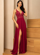 Load image into Gallery viewer, Floor-Length V-neck Chiffon With Prom Dresses Mattie Sequins A-Line