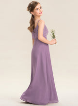 Load image into Gallery viewer, Ashanti Floor-Length Neckline Junior Bridesmaid Dresses Square Lace Chiffon A-Line