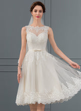 Load image into Gallery viewer, Tulle Bow(s) Annie Knee-Length With Wedding Wedding Dresses Dress A-Line Illusion