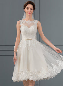 Tulle Bow(s) Annie Knee-Length With Wedding Wedding Dresses Dress A-Line Illusion