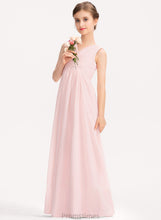 Load image into Gallery viewer, With A-Line Ruffle Junior Bridesmaid Dresses Floor-Length Sahna V-neck Chiffon