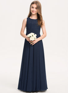 Floor-Length Ruffle Neck A-Line With Junior Bridesmaid Dresses Chiffon Scoop Nita