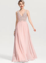 Load image into Gallery viewer, Chiffon With Beading Sequins A-Line Split Georgia Front V-neck Floor-Length Prom Dresses