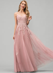 Prom Dresses Ball-Gown/Princess Rosie Floor-Length Lace With Tulle V-neck