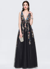 Load image into Gallery viewer, Beading With Floor-Length Sequins Shyla A-Line Tulle Lace V-neck Prom Dresses