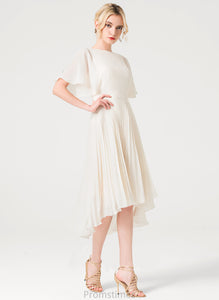 Alannah A-Line Dress Wedding Neck Scoop Pleated With Chiffon Wedding Dresses Asymmetrical