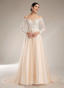 Dress Sequins Wedding Dresses Chapel Illusion Train With Ball-Gown/Princess Wedding Alaina