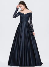 Load image into Gallery viewer, With Sweep Off-the-Shoulder Train Prom Dresses Ball-Gown/Princess Kiana Beading Satin