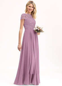 Lace With A-Line Chiffon Scoop Floor-Length Neck Kinsley Prom Dresses Pockets