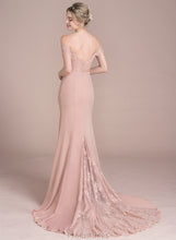 Load image into Gallery viewer, Court Sequins Chiffon Anne Off-the-Shoulder With Train Prom Dresses Lace Trumpet/Mermaid