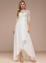 Load image into Gallery viewer, Boat Kaila Asymmetrical Chiffon Neck A-Line Wedding Lace Dress Wedding Dresses