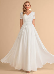 V-neck Wedding Dresses Floor-Length Lace A-Line Sloane Wedding Dress Chiffon