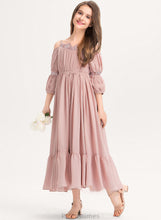 Load image into Gallery viewer, Neckline Chiffon Sal With Junior Bridesmaid Dresses Lace Ruffle A-Line Ankle-Length Square