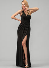 Load image into Gallery viewer, Ruffle A-Line Split Jersey With V-neck Floor-Length Prom Dresses Anaya Front