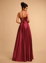 Load image into Gallery viewer, Satin A-Line Square Floor-Length Prom Dresses Neckline Frances