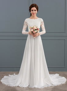 Chiffon Scoop Beading Wedding A-Line Dress Neck Court Elle With Wedding Dresses Train