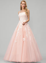 Load image into Gallery viewer, Floor-Length Ball-Gown/Princess Tulle With Square Prom Dresses Sequins Lace Caitlyn