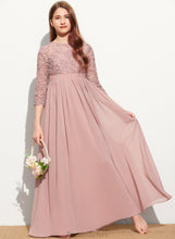 Load image into Gallery viewer, Floor-Length Scoop Kailey A-Line Lace Junior Bridesmaid Dresses Chiffon Neck