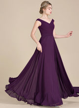 Load image into Gallery viewer, A-Line Kaiya Floor-Length Off-the-Shoulder With Prom Dresses Ruffle Chiffon