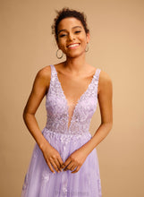 Load image into Gallery viewer, Ruth Tulle V-neck With Lace Prom Dresses Ball-Gown/Princess Floor-Length