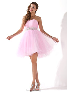 With Sweetheart Prom Dresses Sequins A-Line/Princess Amirah Short/Mini Beading Tulle