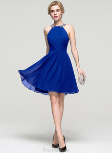 Liberty Prom Dresses Knee-Length Scoop Neck A-Line With Ruffle Chiffon Beading