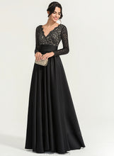 Load image into Gallery viewer, Prom Dresses V-neck Satin Jane Ball-Gown/Princess Floor-Length