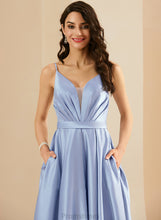 Load image into Gallery viewer, Pockets Ball-Gown/Princess Prom Dresses Satin Ruffle Deborah V-neck Floor-Length With