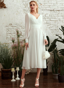 A-Line Wedding Wedding Dresses Dress V-neck Tea-Length Uerica