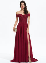 Load image into Gallery viewer, Train Chiffon Off-the-Shoulder Ina Sweep Lace Sequins Prom Dresses A-Line With