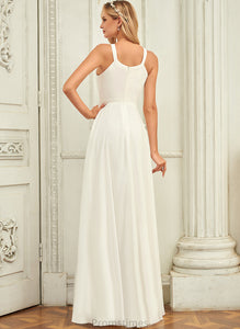 A-Line Wedding Floor-Length Dress Chiffon Scoop Wedding Dresses Frederica