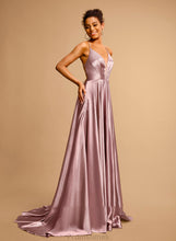 Load image into Gallery viewer, Sweep V-neck Satin Prom Dresses Train Ball-Gown/Princess Ana